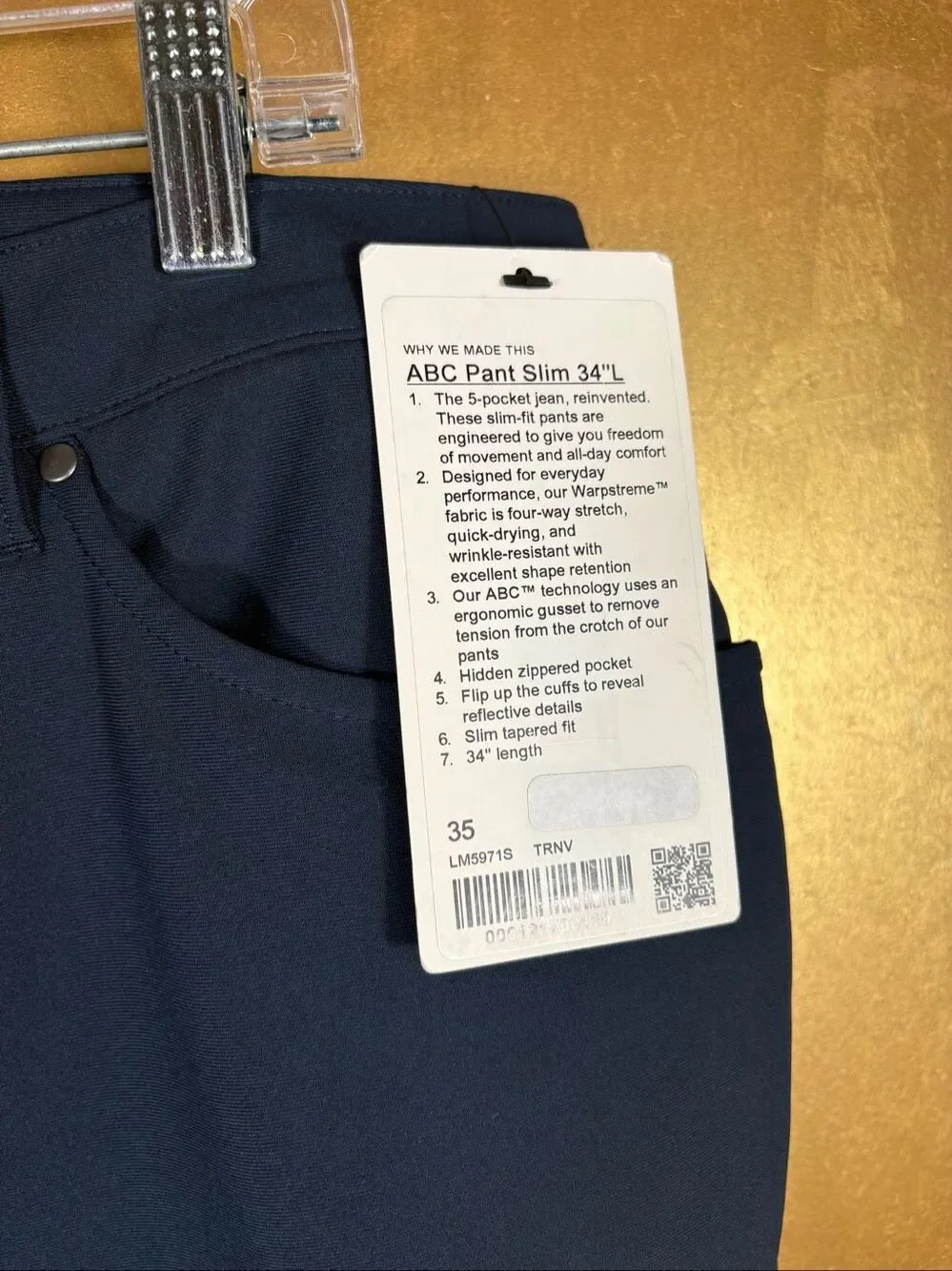 Lululemon Mens ABC pants size 35